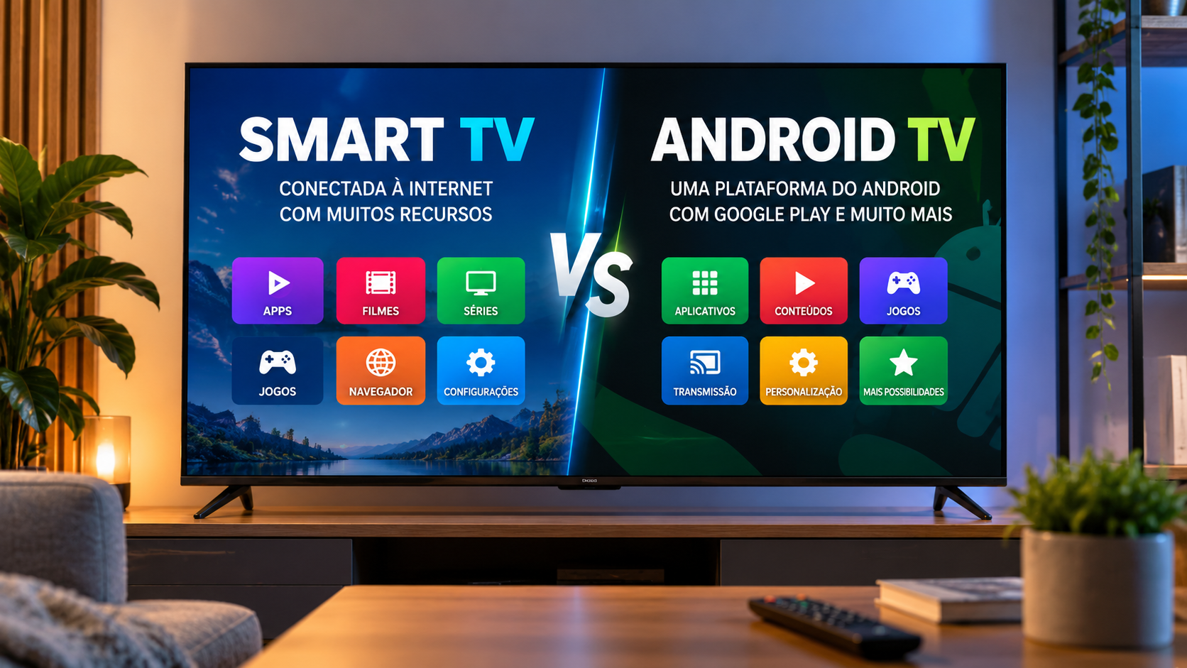 Smart TV representando a comparação entre diferentes sistemas de televisão